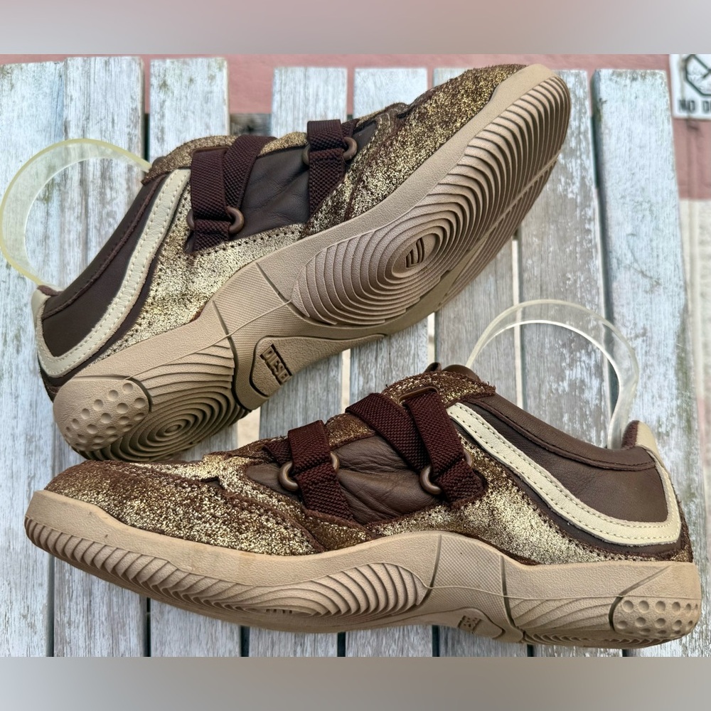 Diesel Motion W Sneakers Leather Brown Gold Metallic Women’s 7 - Picture 4 of 9